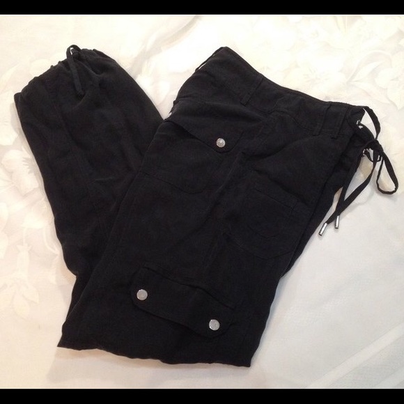 Pants - Cache Silky Black Parachute Pants